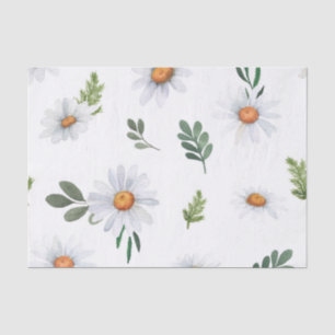 Papel de seda de margarita blanca, margaritas blan