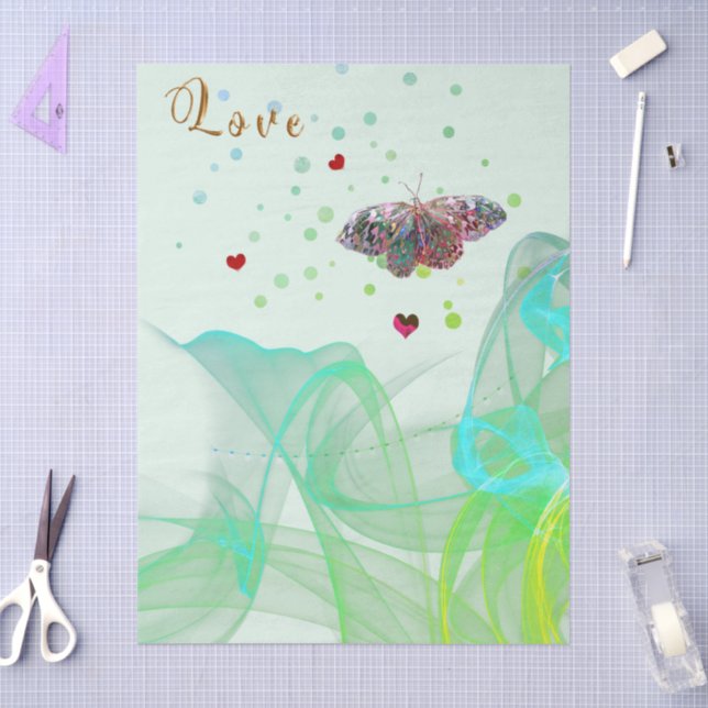 Papel de seda de mariposa de amor creciente (Artesanía)