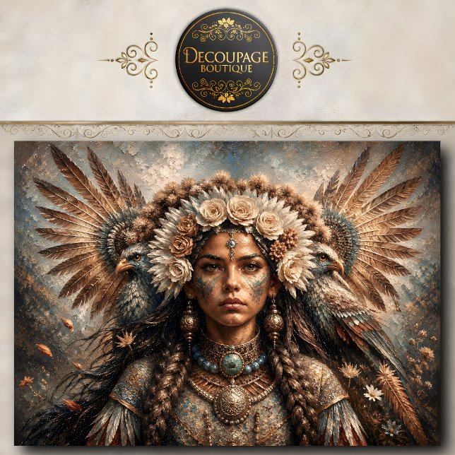 Papel de seda de mujer espíritu águila nativa amer (Native American Eagle Spirit Woman Tissue Paper)