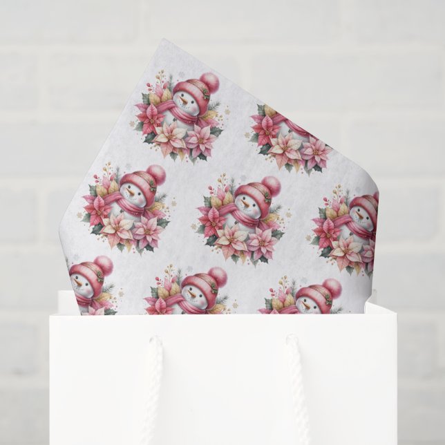 Papel de seda de muñeco de nieve navideño (Bolsa de regalo)