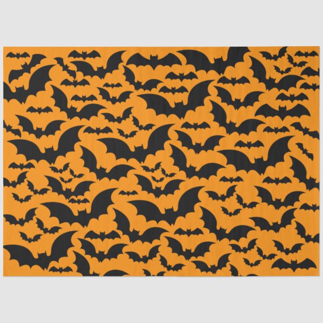 Papel de seda de murciélagos de Halloween – Naranj (Anverso)