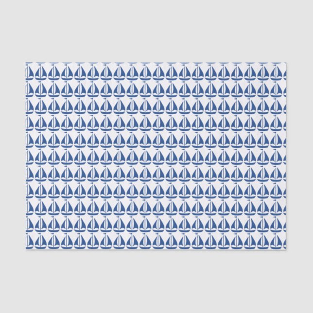 Papel De Seda De muy buen gusto azul náutico del velero (Anverso)