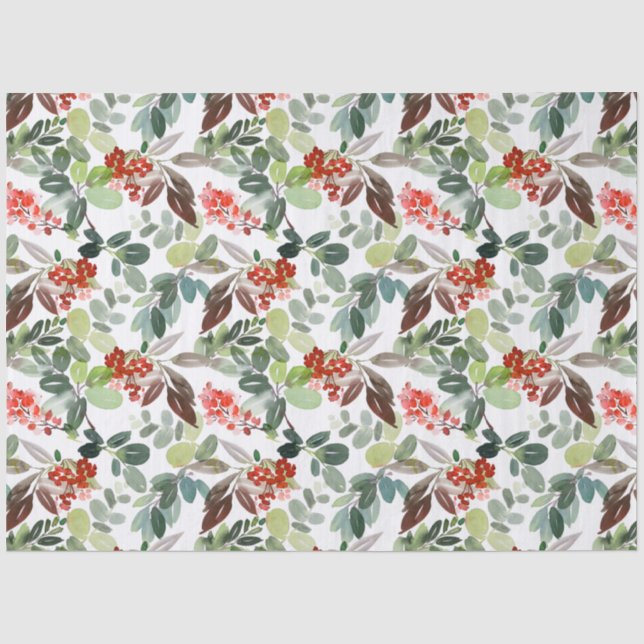Papel de seda de Navidad con bayas y vegetación de (Anverso)