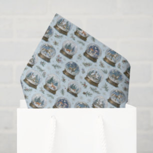 Papel de seda de Navidad con bola de nieve vintage