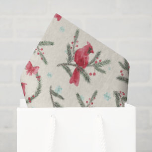 Papel de seda de Navidad con cardenal de acuarela
