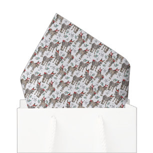 Papel de seda de Navidad de burro lindo en blanco