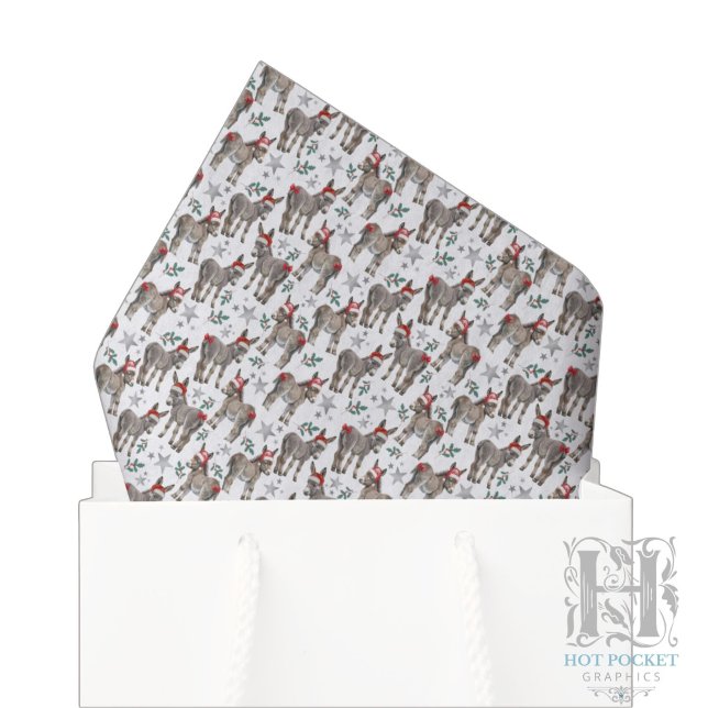 Papel de seda de Navidad de burro lindo en blanco (Subido por el creador)