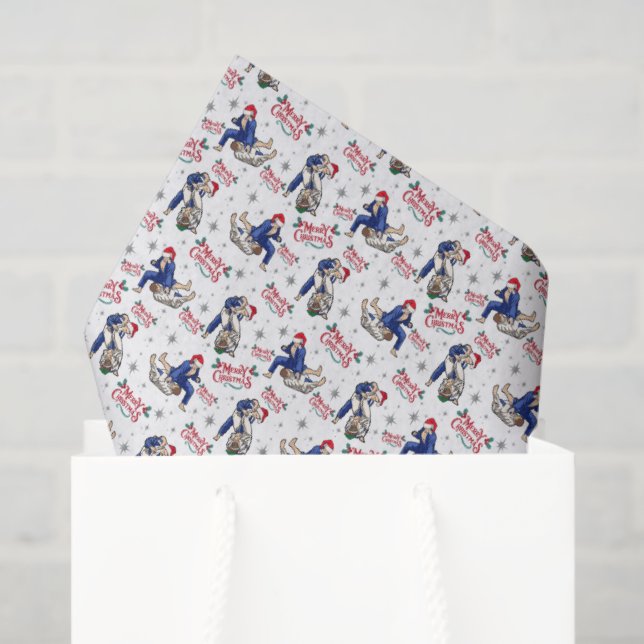 Papel de seda de Navidad de Jiu Jitsu en Blanco (Bolsa de regalo)