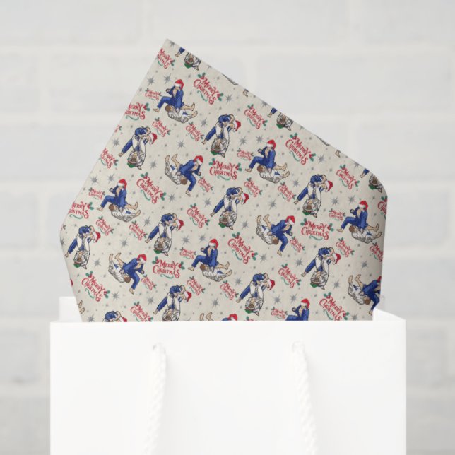 Papel de seda de Navidad de Jiu Jitsu en crema (Bolsa de regalo)