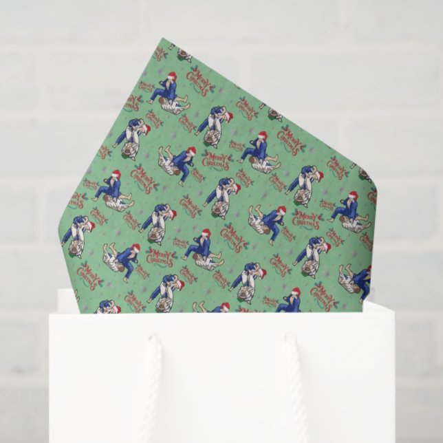 Papel de seda de Navidad de Jiu Jitsu en verde (Bolsa de regalo)
