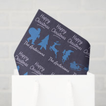 Papel de seda de Navidad - Diseño de silueta azul