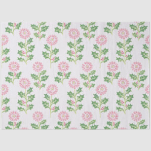 Papel de seda de Navidad Pink Daisy y Holly Blanco