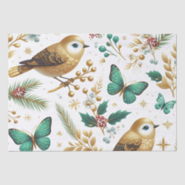 Papel de seda de pájaros dorados y mariposas esmer