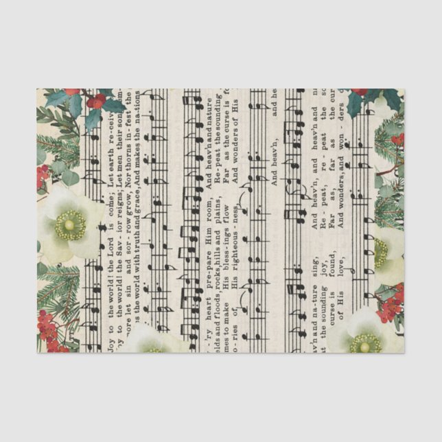 Papel de seda de partitura religiosa de Navidad (Anverso)