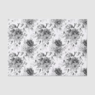 Papel de seda de patrón pequeño peonías en blanco 
