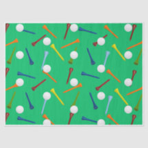 Papel de seda de pelota de golf y tee de colores |