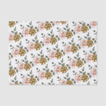 Papel de seda de peonía de bronce y rosa
