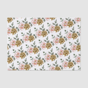 Papel de seda de peonía de bronce y rosa