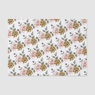 Papel de seda de peonía de bronce y rosa