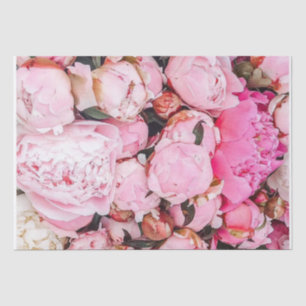 Papel de seda de peonías rosadas