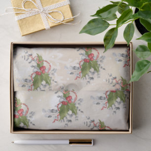 Papel de seda de rama de acebo de Navidad