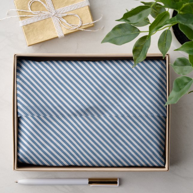 Papel de seda de rayas blancas y azules náuticos (Regalo )
