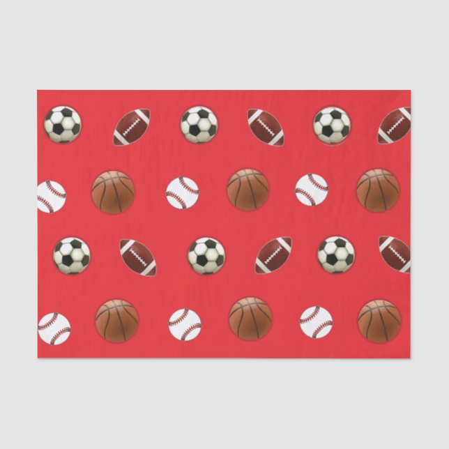 Papel de seda de regalo con tema deportivo (Anverso)