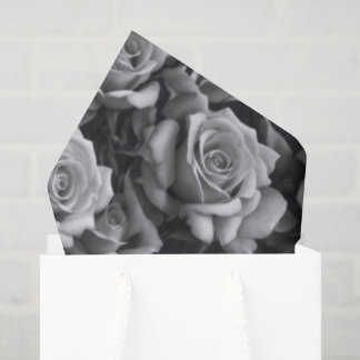 Papel de seda de regalo de rosa negra y blanca