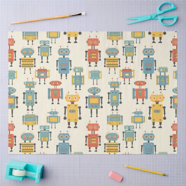 Papel de seda de Robots Retro (Artesanía)