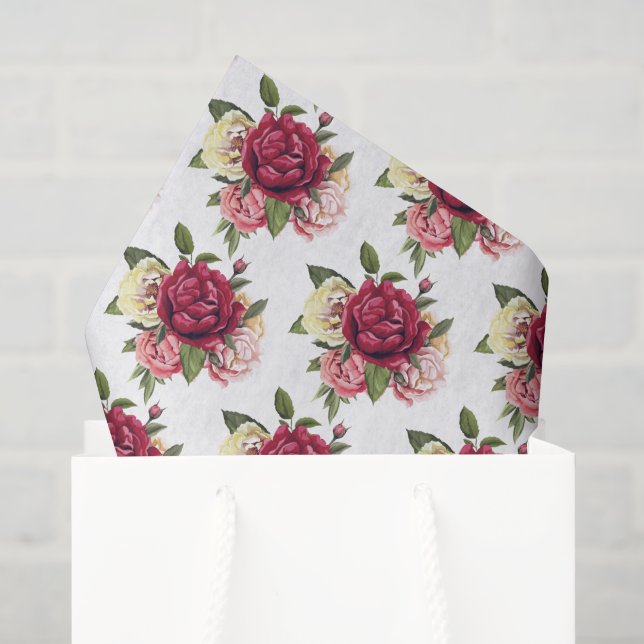Papel de seda de rosa (Bolsa de regalo)