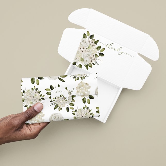 Papel de seda de rosa blanca  (Celebrate someone special with this watercolor floral tissue paper! Matching collection available! )