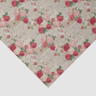 Papel de seda de rosa rosa vintage y escritura