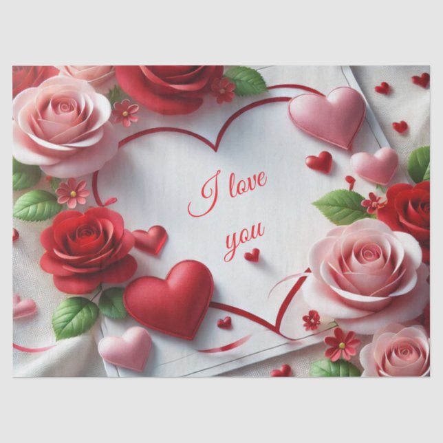Papel de seda de rosas del día de San Valentín (Anverso)