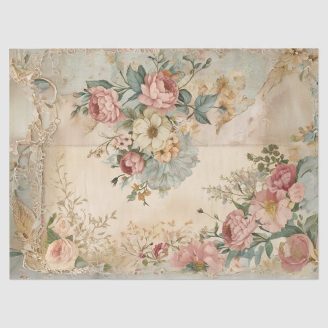 Papel de seda de rosas victorianas caprichosas (Anverso)