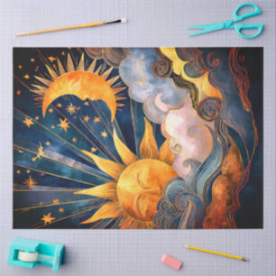 Papel de seda de Sol, Luna y Estrellas