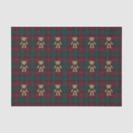 Papel de seda de tartán de teddy burgundy y verde