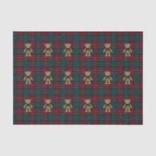 Papel de seda de tartán de teddy burgundy y verde