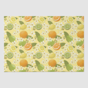 Papel de seda de tejido de frutas cítricas y flore
