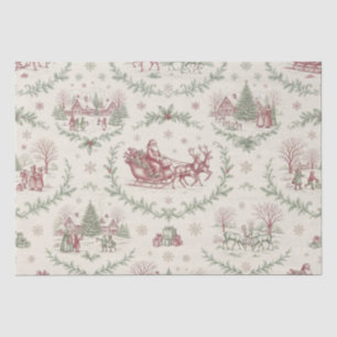 Papel de seda de toile rojo y verde con Santa Clau