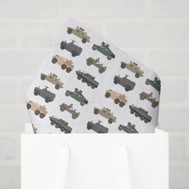 Papel de seda de vehículos militares, decoupage de (Bolsa de regalo)