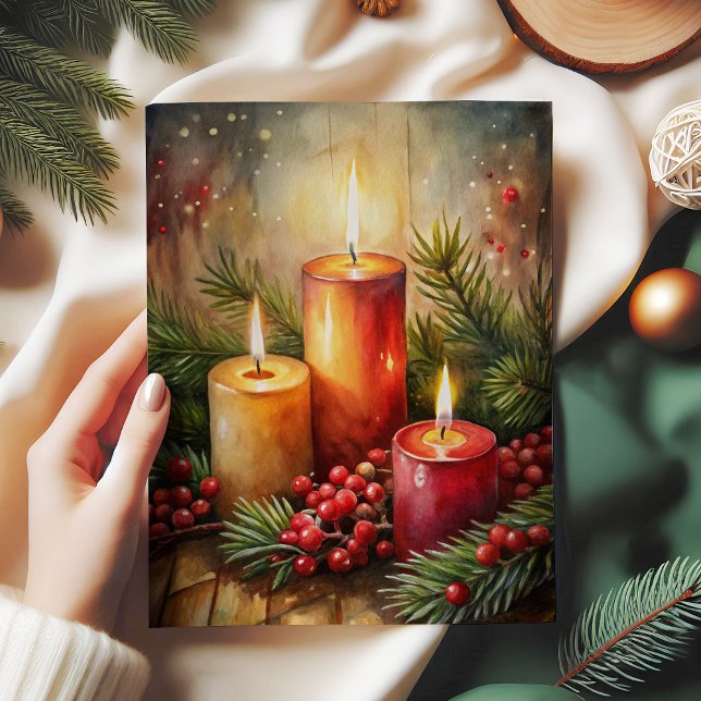 Papel de seda de vela de Navidad invitante con bay (Inviting Christmas candle tissue paper holly berry)
