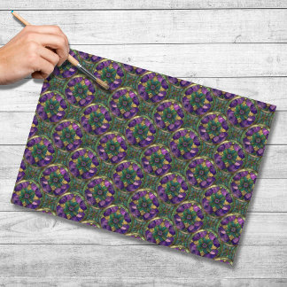 Papel de seda de vidrio tintado púrpura, verde y d
