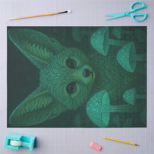 Papel de seda de zorro del bosque místico — Regalo (Artesanía)