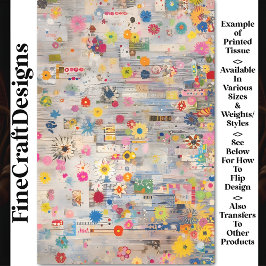 Papel De Seda Debilitante Shabby Chic Retro Collage BP6B Decoupa