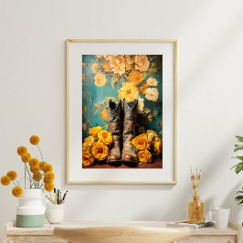 Papel De Seda Decoción de botes de vintage de textura floral
