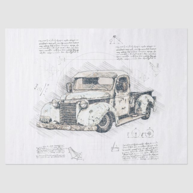 Papel De Seda Decoción del camión clásico de Chevrolet antiguo (Anverso)