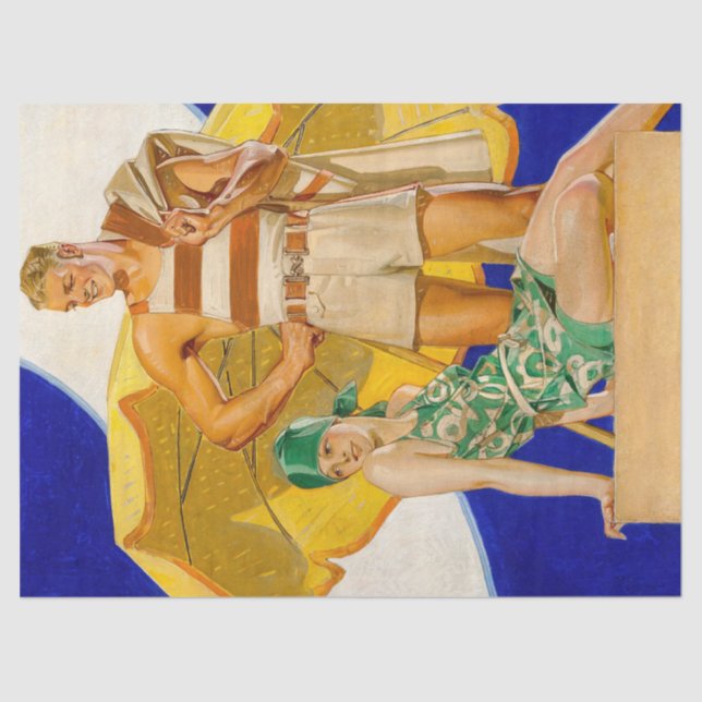 Papel De Seda Decografía de FX Leyendecker Art Deco de la Vieja  (Anverso)