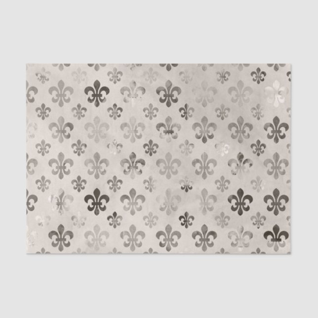 Papel De Seda Decograma perturbado del patrón Fleur De Lis (Anverso)