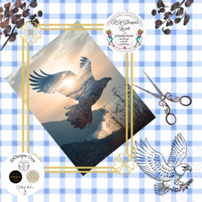 Papel De Seda Decoler águila de doble exposición en bosque (Subido por el creador)