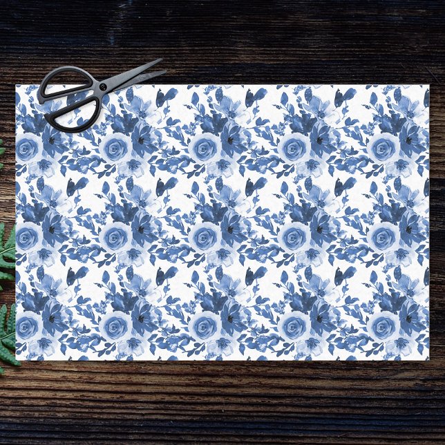 Papel De Seda Decoloración del patrón de flores de Rosa azul (Subido por el creador)